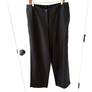 Eileen Fisher Wide-Leg High-Rise Organic Linen Blend/Lyocell Pants. Size Large.